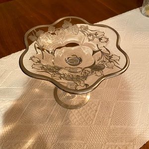 1950s Vintage Silver Deposit Overlay Dish